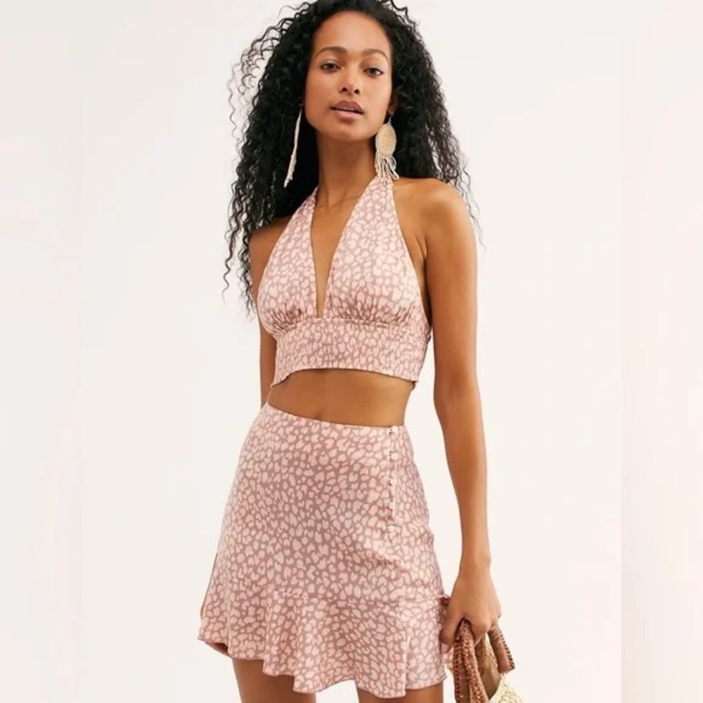Free People Intimately Mini Skirt. Orchid Animal. Size Large